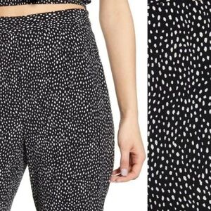 Leith Polka Dot Pants Crop Black Women's Size S High Waisted Taper Straight